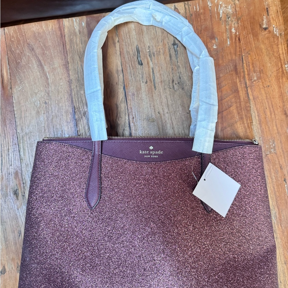 Beautiful Kate Spade Purple Glitter Tote Bag